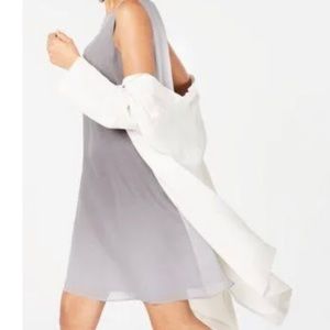 Eileen Fisher Silk Watercolor Dress with Sheer Layer.